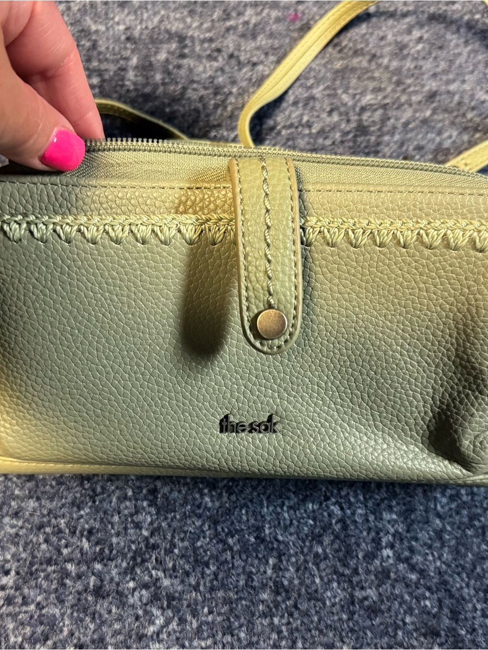 The Sak Light Green Textured Leather Shoulder Bag